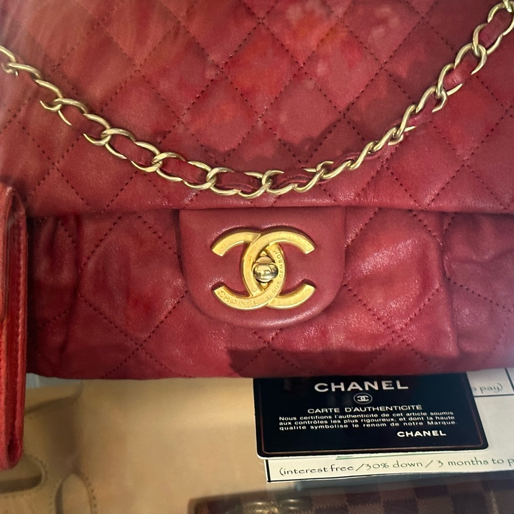 CHANEL BAG DEADSTOCK RED PLEATED FLAP CC Turnlock w/Box